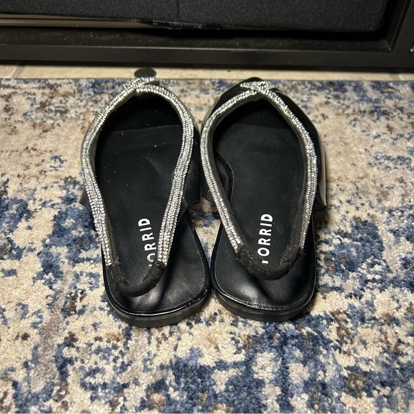 Torrid Black & Silver Jeweled Pointed Toe Slingback Flats 6 Extra Wide Width - Picture 8 of 12